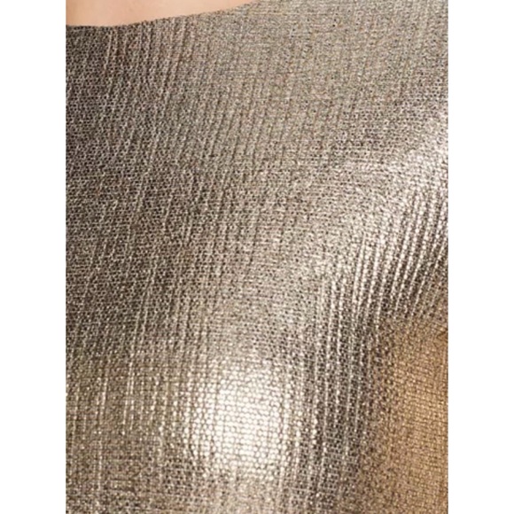 Alice + Olivia Delora Mock Neck Gold Fitted Midi Dress Size 4 Like New - Picture 5 of 14